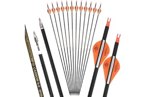 wolfman 30" Pure Carbon Arrows Archery Practice Hunting Arrows Spine 300 350 400 500 600 with Removable Tips Targeting Arrows for Compound & Recurve & Long Bow 6/12pcs
