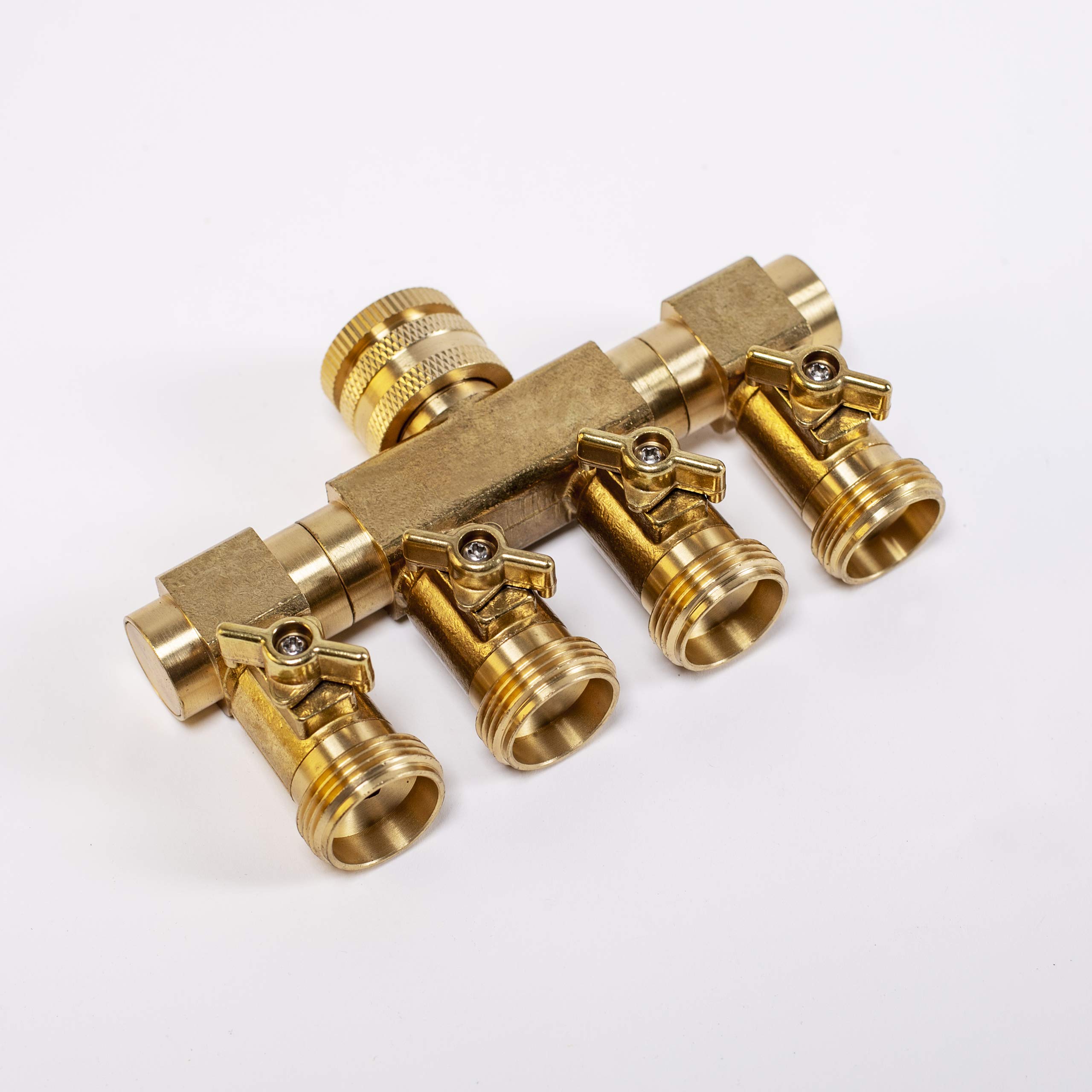 UPP 4-Way Tap Connector for 1/2" + 3/4" BSP (hose connector: quick) | 4-Way Hose Splitter Will Quadruple Your Productivity | Valve For Each Hose Pipe Connector | Quality Garden Tap Splitter