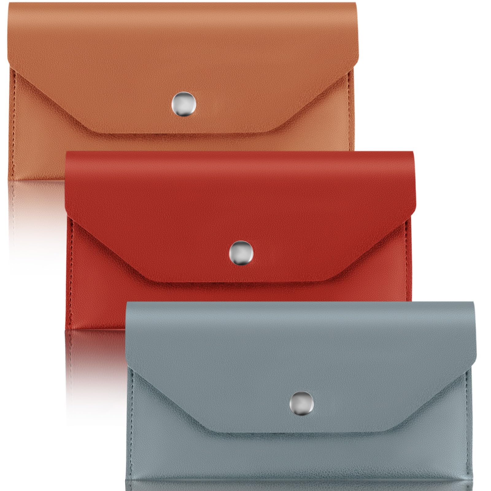 Photo 1 of cobee 3 Pcs PU Leather Cash Envelopes, Waterproof Money Envelope Reusable Cash Wallet Pouch Budget Envelope(Blue+Red+Brown)