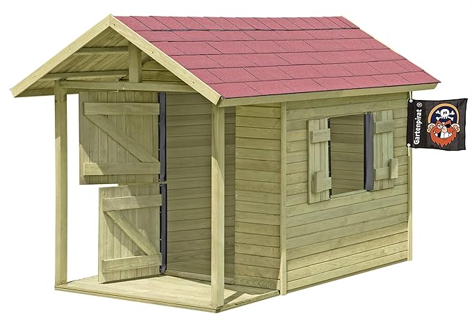 Spielhaus Louis Gartenhaus aus Holz mit Fußboden für Kinder mit Terrasse