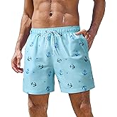 Gleeease 5inch Mens Swim Trunks: with Mesh Liner Pockets Drawstring Quick Dry Stretch Lined Funny Beach Swimming Pool Surf