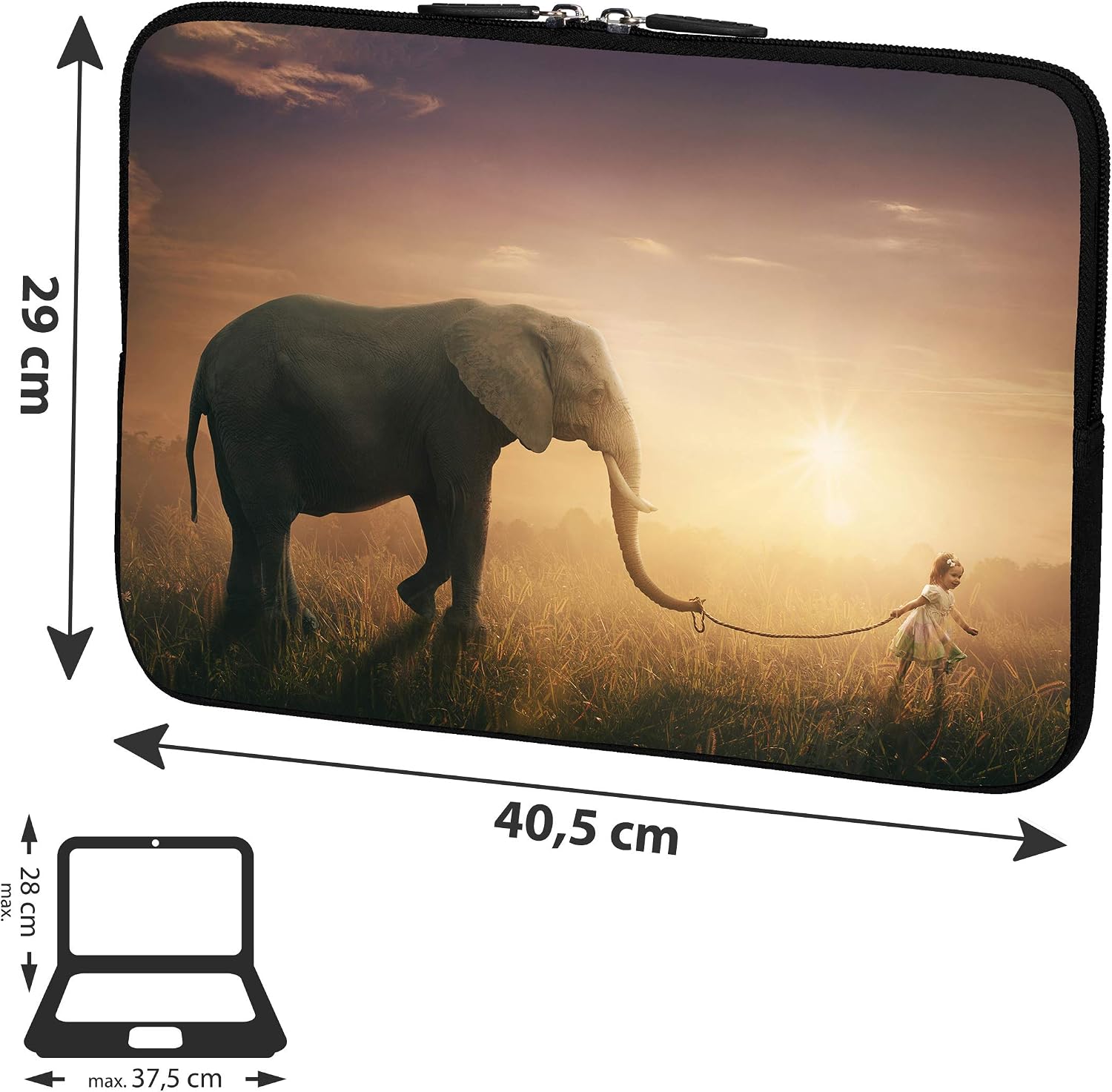 PEDEA Design Protective Laptop Bag up to 15.6 Inches / 39.6 cm/Elephant, 15,6 Zoll + Maus und Mauspad - Image 3