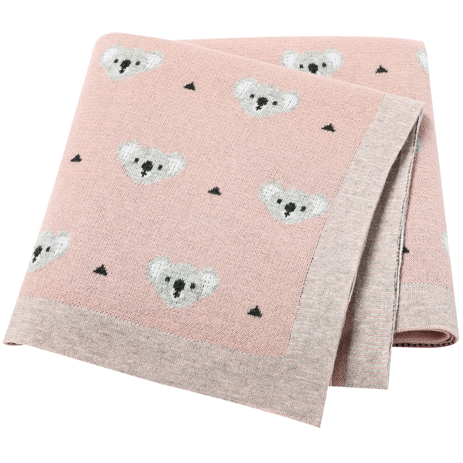 LAWKUL Baby Blanket for Newborn 100% Cotton Soft Knitted Blankets Boy Girls Comforter Koala 100x80cm Pink