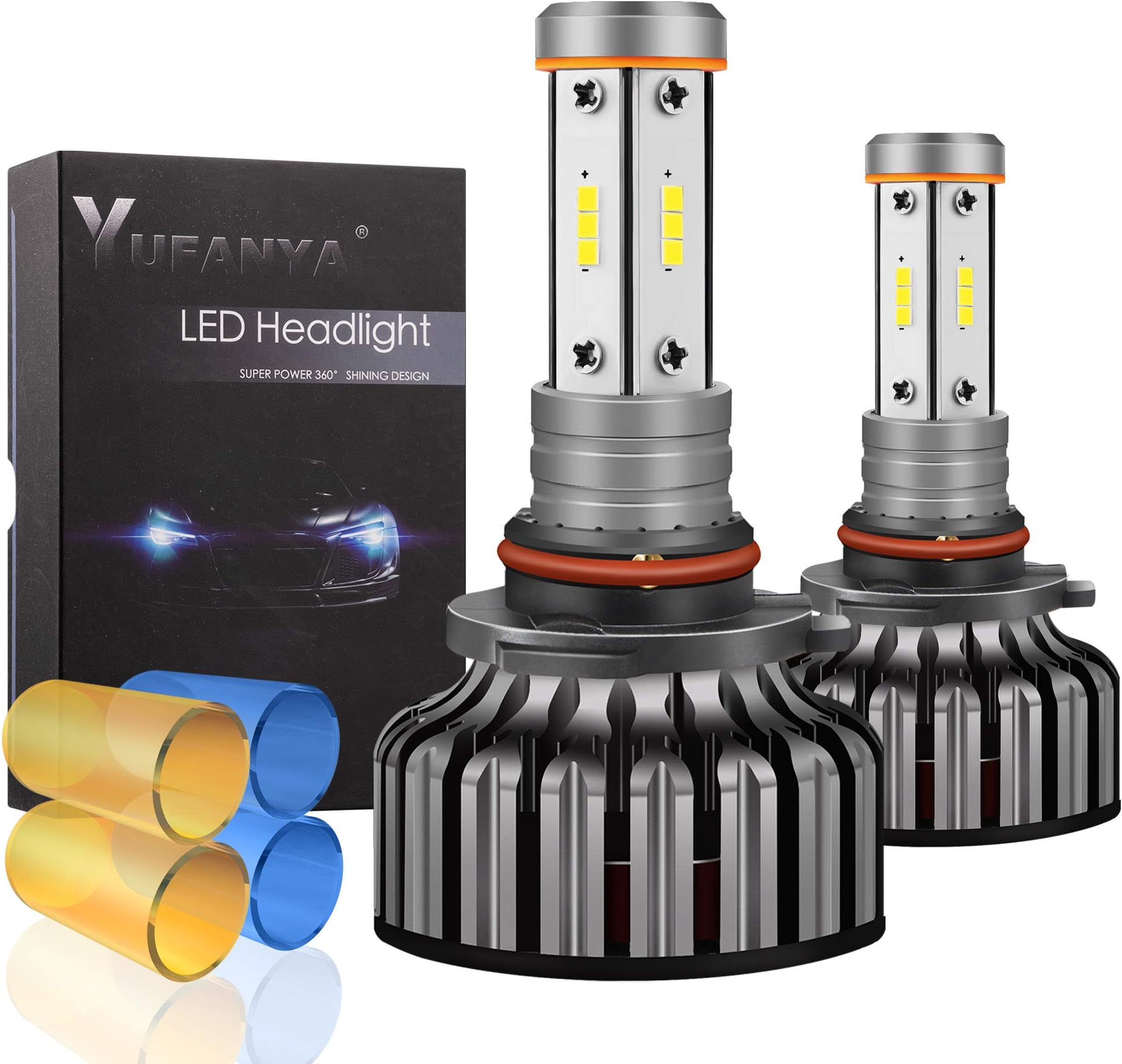9006/HB4 LED Headlight Bulbs Conversion Kit-3000K Yellow/6000K White/8000K Blue-100W 12,000LM Low Beam/High Beam/Fog Lamp-CSP Chipset Canbus Ready