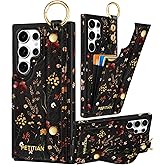 Petitian for Samsung Galaxy S25 Ultra Case with Wallet - Women Girls Cute Girly Aesthetic Unique Design Leather Credit Card Holder Cardholder Stand Wristband for S25 Ultra, Grow Flower