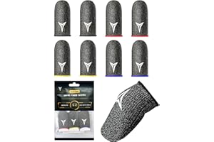 Mobile Gaming Finger Sleeves, Nuozme Finger Sleeves Fit All Mobile Phone Tablet Touchscreen Devices, 0.3mm Silver Fiber, Smooth Feel,Anti-Sweat, Extremely Thin,4 Colors 8 Pack