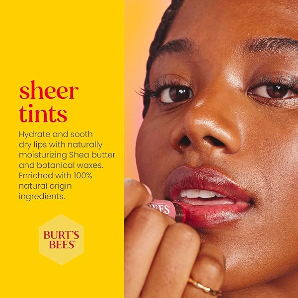 BURT’S BEES LIP TINT BALM, LONG LASTING 2 IN 1 DUO TINTED BALM FORMULA, COLOR INFUSED WITH HYDRATING SHEA BUTTER FOR A NATURAL LOOKING BUILDABLE FINISH, ROSE, 1 TUBE