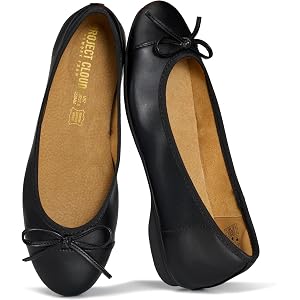 Project Cloud Ballet Flats for Women - Non-Slip Womens Flats | Durable Genuine Leather Insole and Lightweight Design with Com