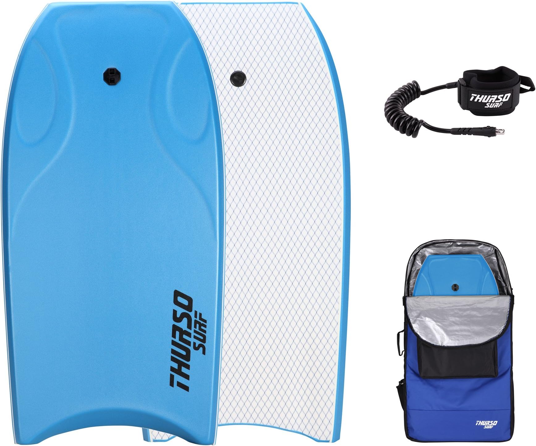 THURSO SURF Lightning 42'' Bodyboard Package PE Core IXPE Deck HDPE Slick Bottom Durable Lightweight Includes Double Stainless Steel Swivels Leash and LUX Bodyboard Bag