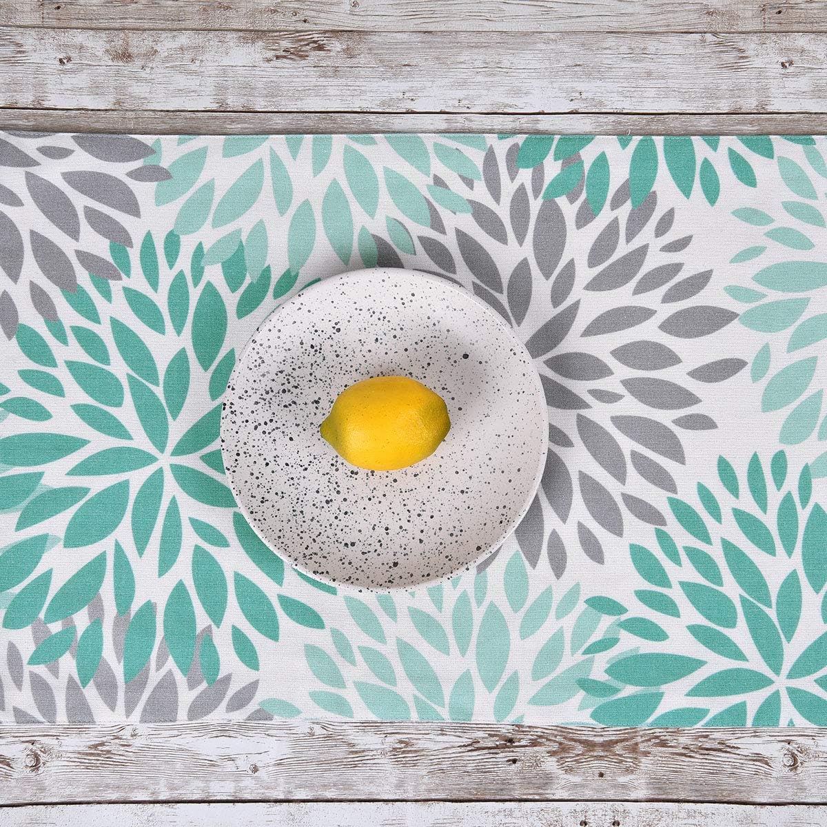 Alishomtll Dahlia Pinnata Table Runner Green and Gray Print Flower Table Runners for Catering Events, Dinner Parties, Wedding, Spring Holiday, Indoor and Outdoor Parties: Home & Kitchen