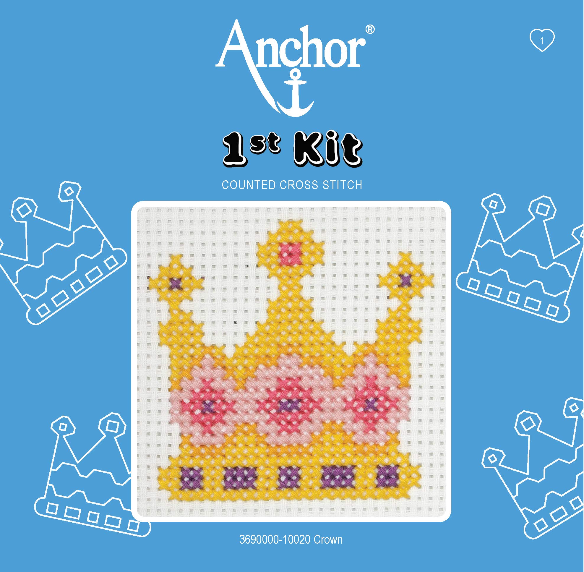 ANCHOR 1st Cross Stitch Kit, Crown, 10 x 10cm, 3690000@20