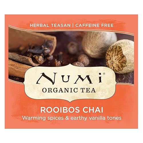 Numi Organic Tea Rooibos Chai, 100 Count Box of Tea Bags, Herbal Teasan