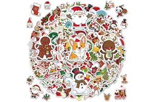 XGXHZYLC Christmas Stickers, 100PCS Happy Christmas Theme Stickers, Non-Repeating Vinyl Waterproof Holiday Stickers, Holiday Gifts for Kids and Teens, Xmas Party Favorite