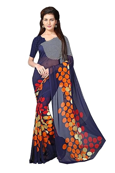Oomph! Womens Georgette Saree with Blouse Piece