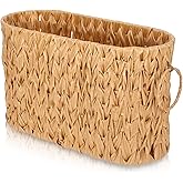 Kifmurase Toilet Paper Storage Basket, Wicker Toilet Paper Holder, Rattan Papers Towel Storage Accessories for Bathroom, Narrow Water Hyacinth Basket Coastal Bathroom Decor