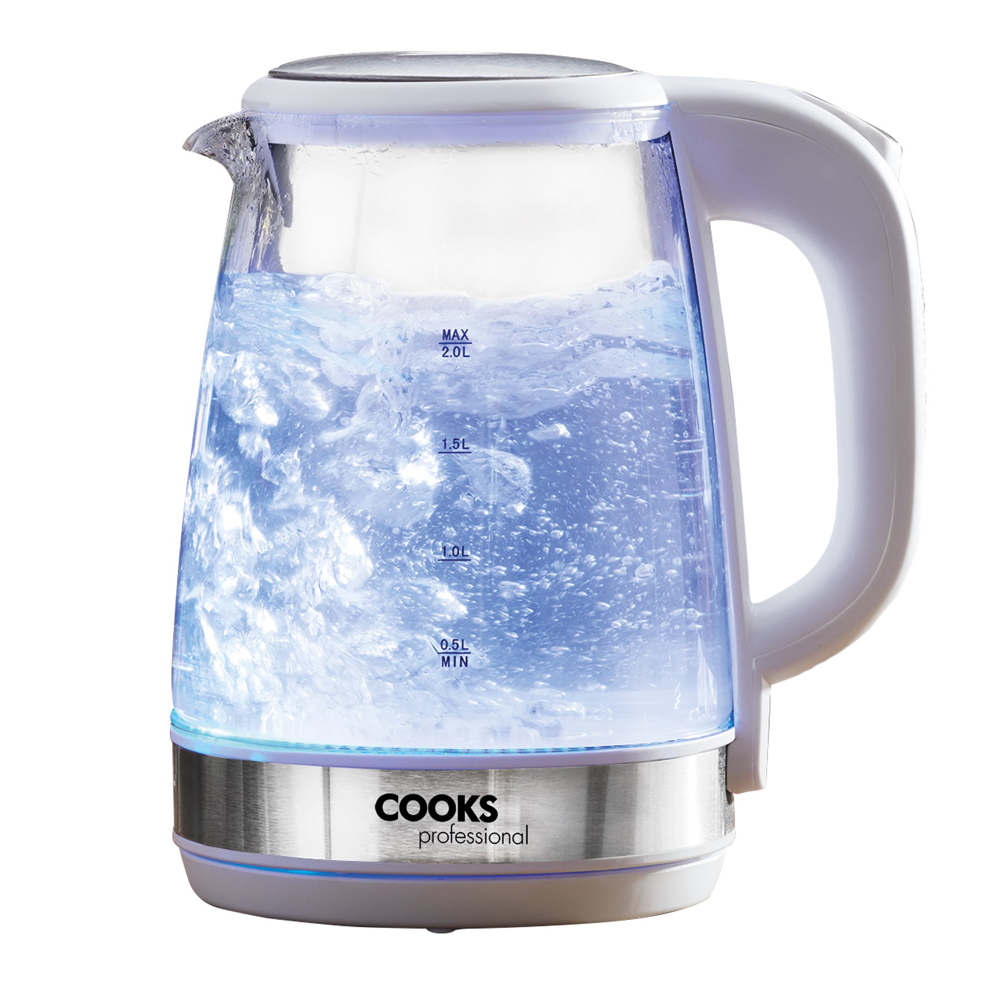 Cooks Professional Cordless Glass Kettle Blue Illumination 2l Capacity 360 Swivel Base Dry Boil Overheat Features For Home Kitchen 2200w White Buy Online In Brunei At Desertcart 74499063