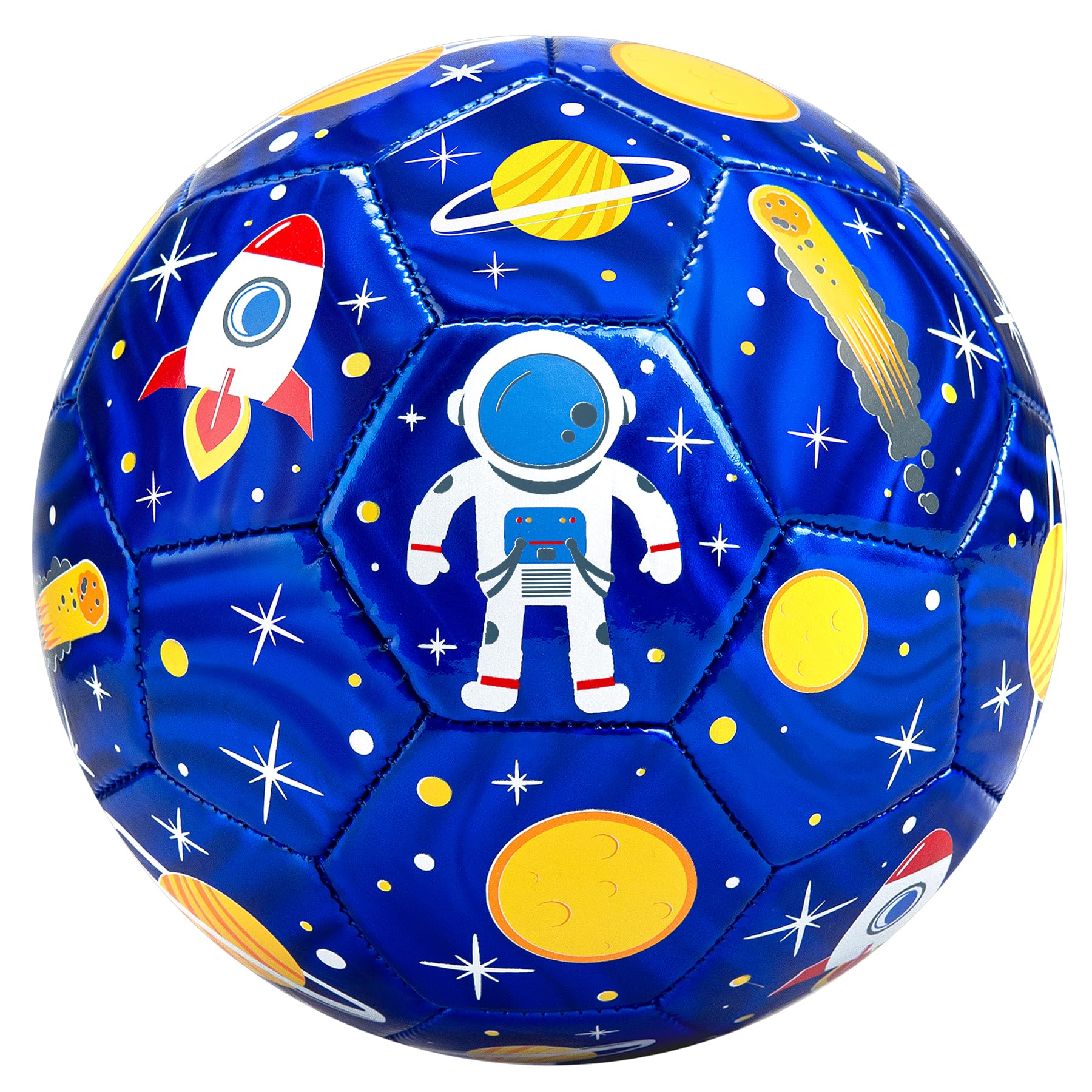 INPODAK Size 3 Soccer Ball for Toddler Kids, Cartoon Astronaut Blue Ball for Kids 2-8, Soccer Balls with Pump, Mesh Bag Great Gift for Boy