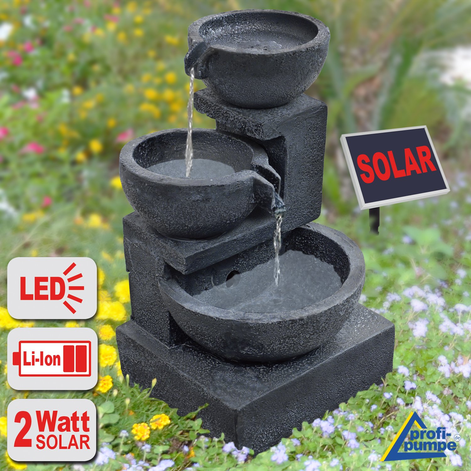 Amur Solar Water Feature Stream Water Feature For Garden Home Balcony Ornamental Fountain For Birth Bath Beautiful Item Cascade Fountain Water Feature With Led Solar Light Outdoor Fountain Garden Decor Fountains