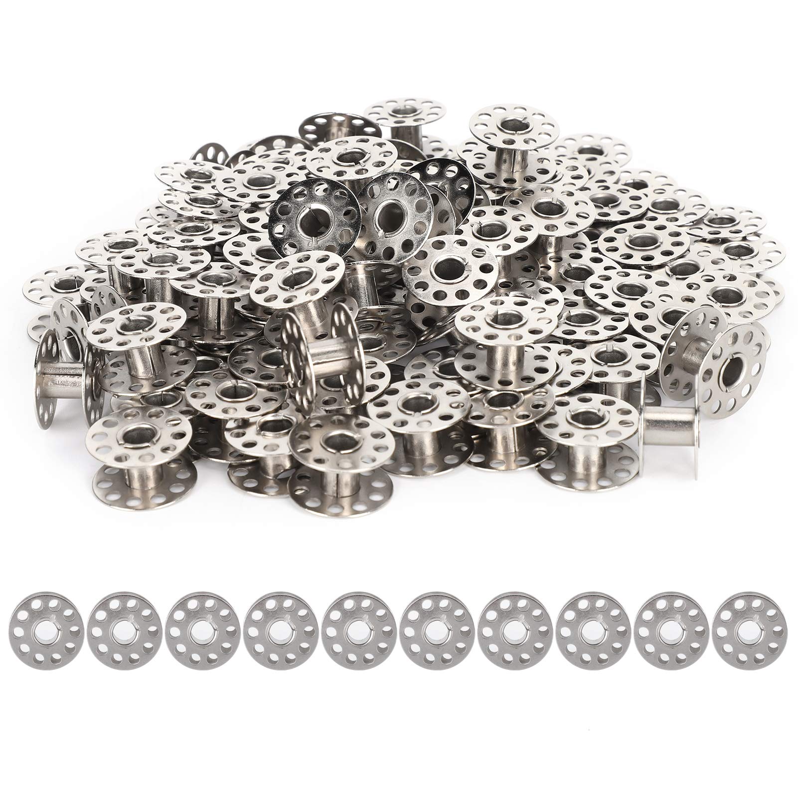 Zerodis 100pcs Sewing Machine Bobbins, Household Metal Bobbins Universal Bobbins Replacement Parts