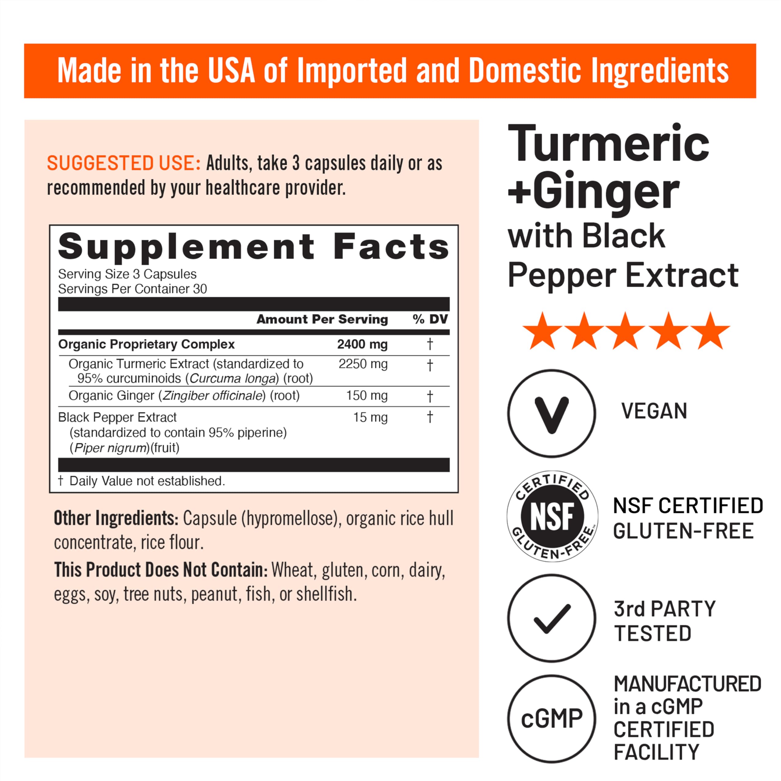 NatureWise Turmeric Curcumin + Ginger 2400 mg - Ultra High Curcuminoids 2100 mg - Turmeric Extract + Ginger - Extra Strength & Absorption - Vegan, Non-GMO - 90 Count[30-Day Supply]