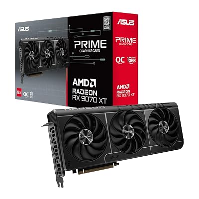 ASUS Prime Radeon™ RX 9070 XT OC Edition Graphics Card, AMD (PCIe 5.0, HDMI/DP 2.1, 2.5-Slot Design, Axial-tech Fans, Ball Bearings, Dual BIOS, GPU Guard)