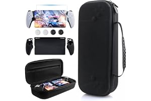 HYPERCASE Carrying Case for Playstation Portal Remote Player Console, Portable Travel Handbag for PS5 Accessories Storage, with Split Silicone Protective Cover, Screen Protection & Thumb Caps -Black