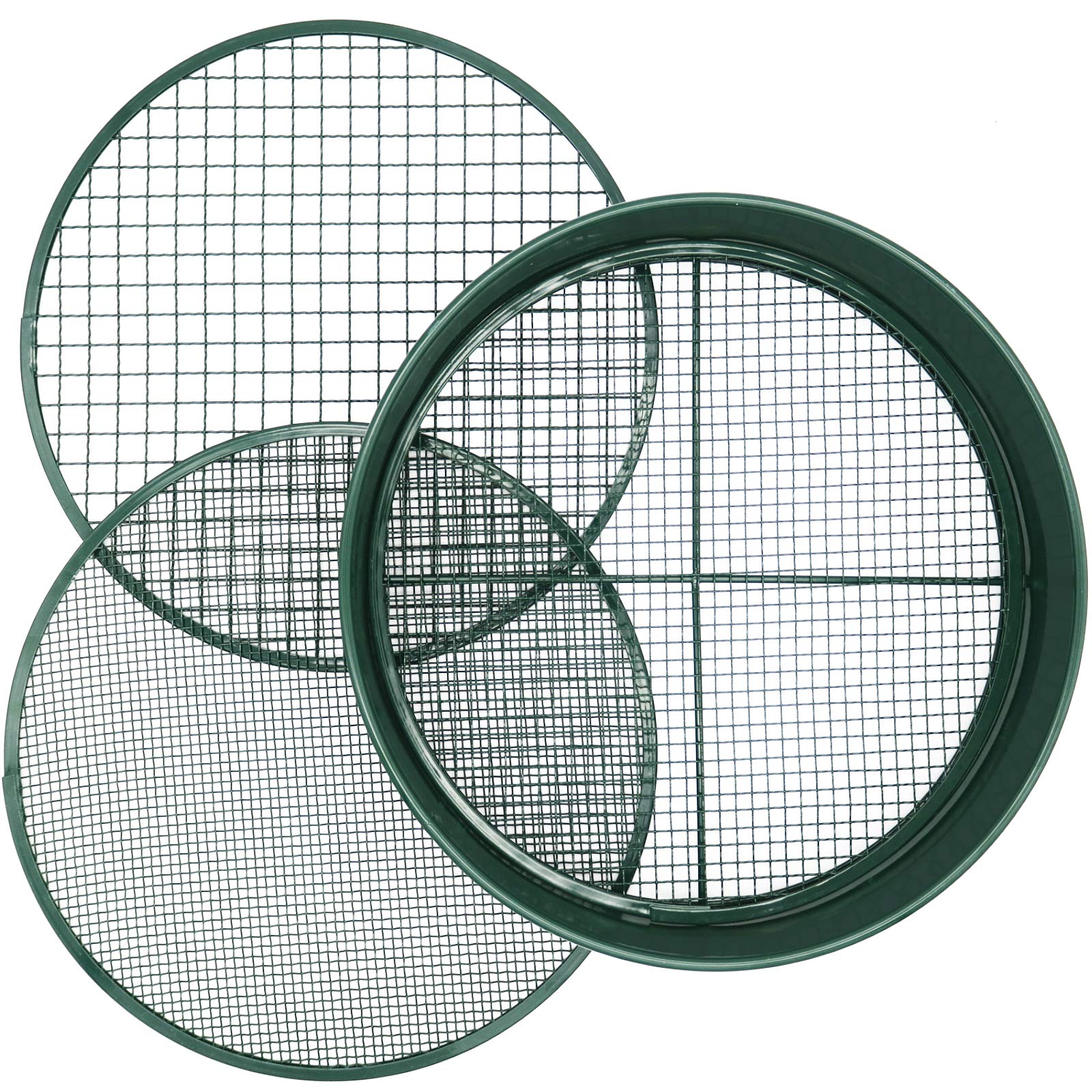 KOOLPUG Garden Sieve, 3 in 1 Interchangeable Mesh Sizes (3mm/6mm/12mm), Fine Mesh Sieve Garden, Garden Riddle, Perfect for Composting, Seedbeds & Stone Removal