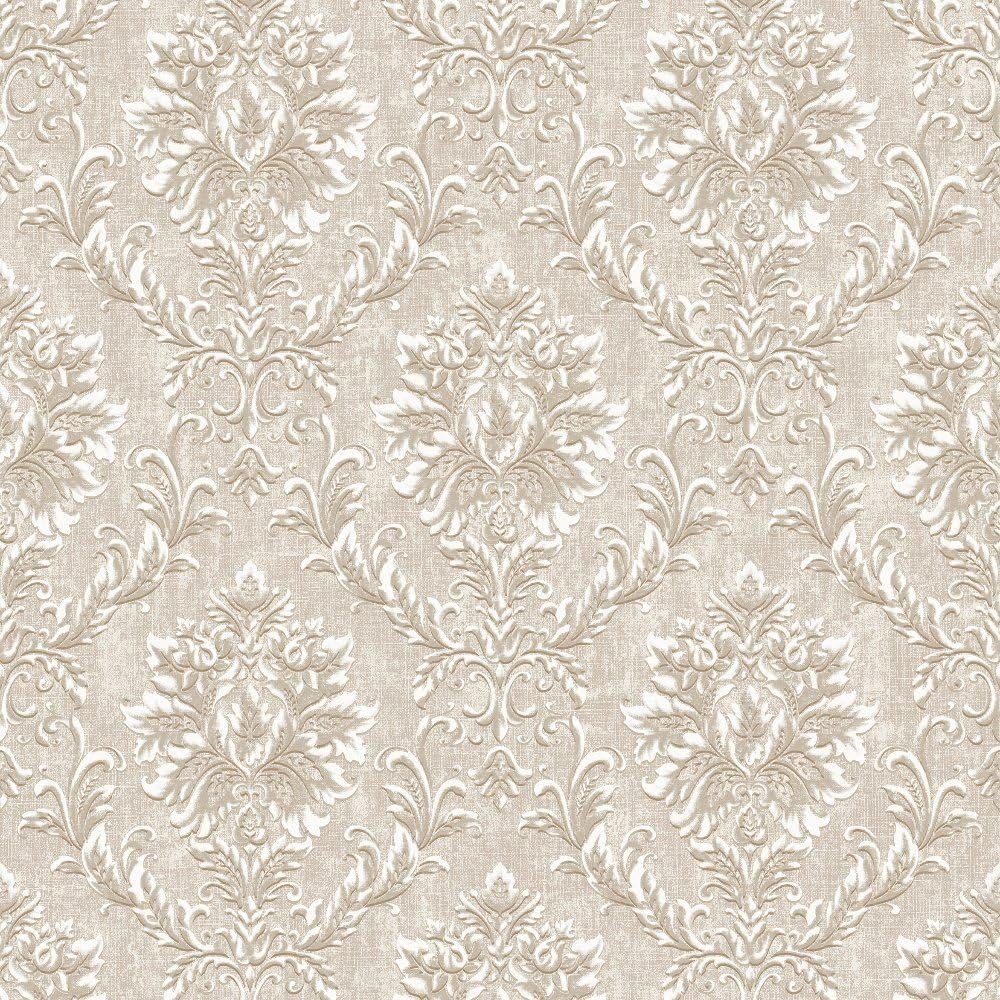 Luxury Damask Shimmer Wallpaper Cream Beige Villa Borghese Grandeco Heavyweight