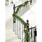 15FT Christmas Garland Real Touch Norfolk Pine Garland Winter Pine Garland for Mantle Stairs Railing Table Fireplace Wall Indoor Outdoor Holiday Xmas Decor Decoration
