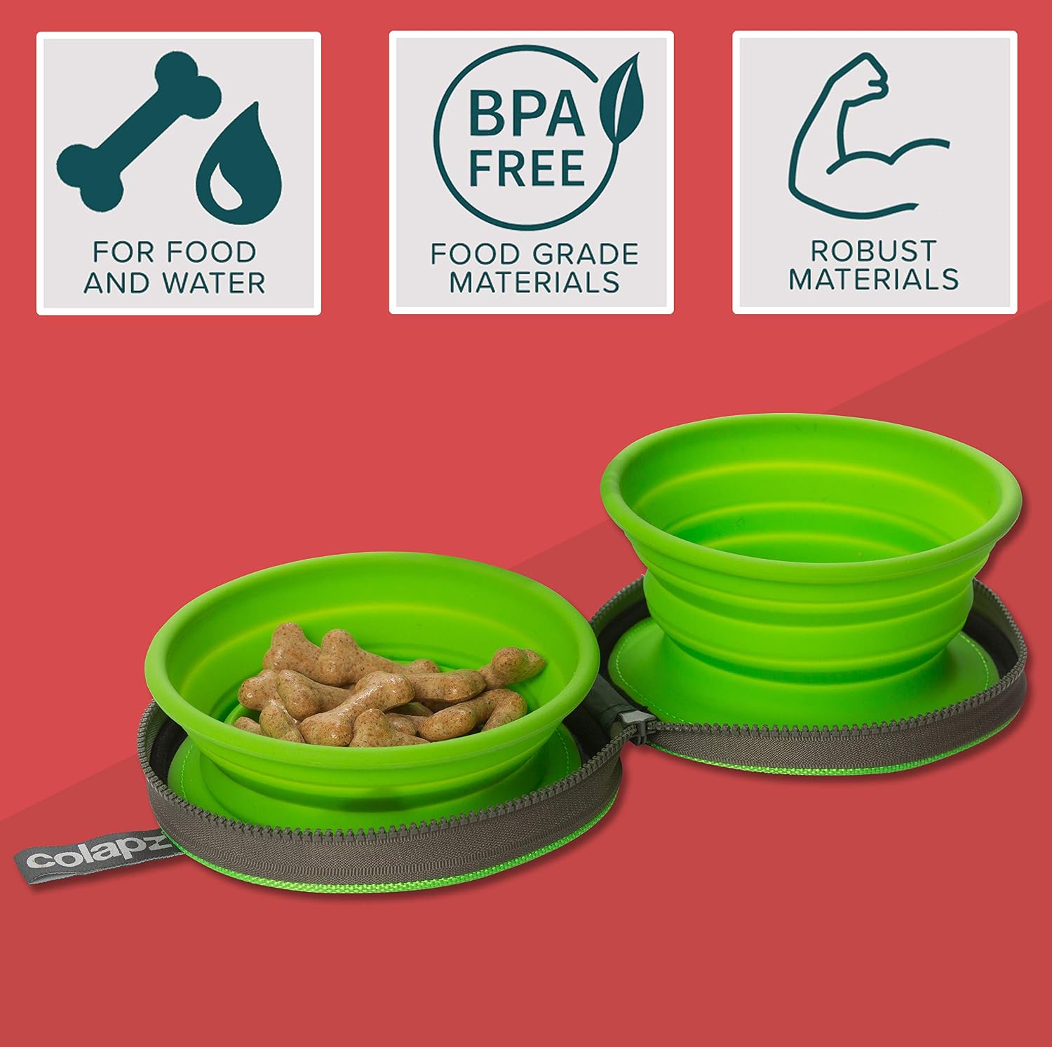 Two Collapsible Dog Bowls - Dog Water Bowl - Foldable Bowl with Travel Case - Blue, 3. Colapz Blue Bowls - Image 3