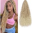 Flagship Goddess Box Braids Crochet Hair 18 Inch 9 Packs Boho Crochet Braids with Curly Ends,Bohomian Pre looped Box Braids Crochet Hair for Black Women-27/613