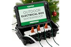 SockitBox – The Original Weatherproof Connection Box – Indoor & Outdoor Electrical Power Cord Enclosure for Timers, Extension Cables, Transformers, Power Strips, Lights, Tools & More – Medium – Black