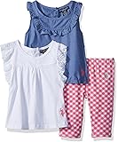 U.S. Polo Assn. Baby Girls Knit, Fashion Top and Pant Set