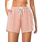 Quenteen Womens Sweat Shorts Lounge Shorts Casual Comfy Drawstring High Waist Running Shorts with Pockets