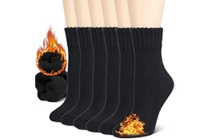NevEND 3/6 Pairs Women's Wool Merino Winter Thermal Boot Thick Insulated Heated Mini Crew Socks