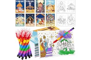 HABDJILTY 48 Pcs Christmas Nativity Coloring Books Bulk, Mini DIY Drawing Book Set for Nativity Party Favors Religious Christmas Gifts for Winter Party Class Activity Supplies (Nativity)