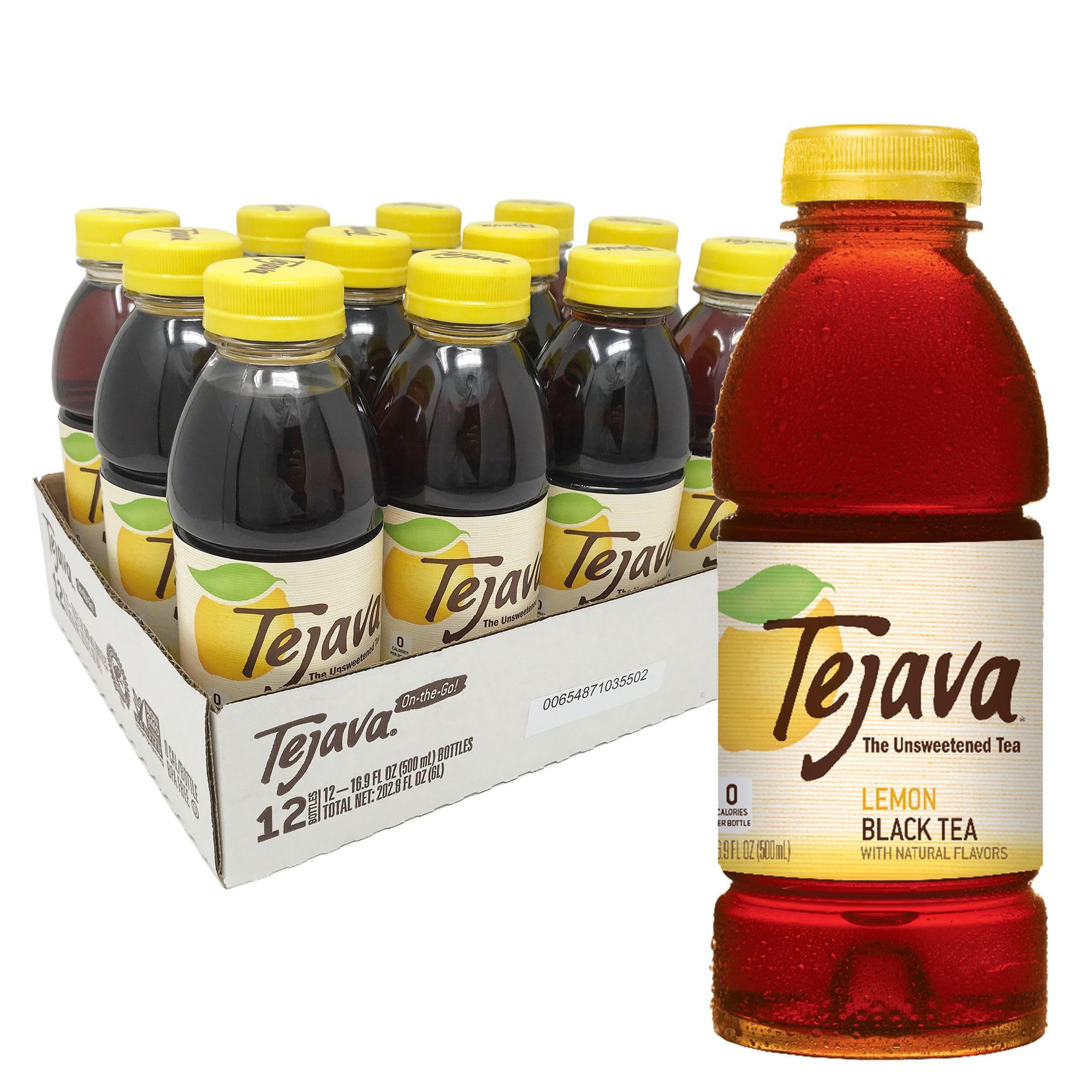 Photo 1 of Tejava Lemon Black Iced Tea, 12 Pack, 16.9oz PET Bottles, Unsweetened, Non-GMO, Kosher, No Sugar or Sweeteners, No calories, No Preservatives, Brewed in Small Batches