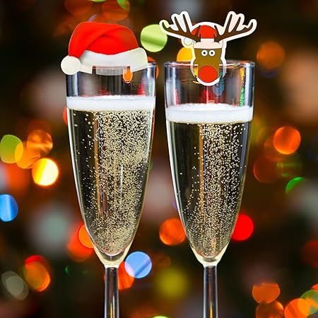 Bicchieri Con Decorazioni Natalizie.Set Di Decorazioni Di Natale Da 20 Pezzi Per Bicchieri Per Il Vino Ideali Per Le