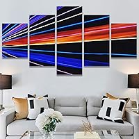 SIGNWIN 5 Panel Canvas Wall Art Abstract Colorful Hallway Industrial Lights Modern Artwork for Home Decorations Ready to Hang - 60