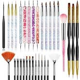32pcs Nail Art Brushes, Acrylic Brush, Liner Dotting Tools For Beginners | Complete Nail Art Tool Set with Liner, Dust, Dotting &amp; Drawing Brushes, Perfect for Detailed Designs, Great for Home &amp; Salon