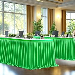 Partisky Green Polyester Table Skirt for Rectangle