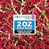 MagicWater Supply - 2 oz - Red & Gold - Crinkle Cut Paper Shred Filler great for Gift Wrapping, Basket Filling, Birthdays, Weddings, Anniversaries