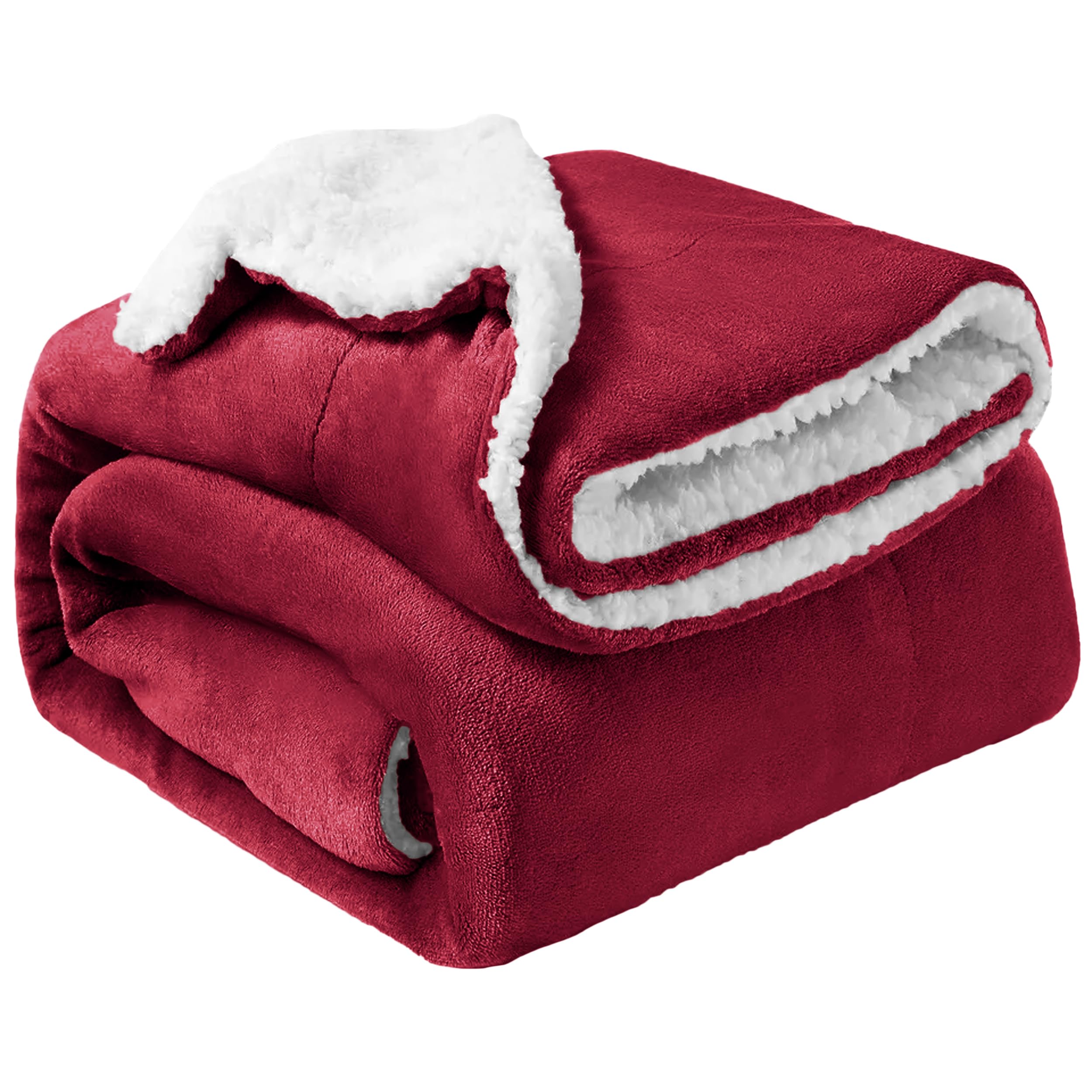 Oxford Homeware Sherpa Fleece Blanket Reversible Throw Blankets Soft Fluffy Thick Blankets Microfiber Plush Blanket for Bed, Couch (Burgundy, Single (130 x 150 Cm)) — image 1