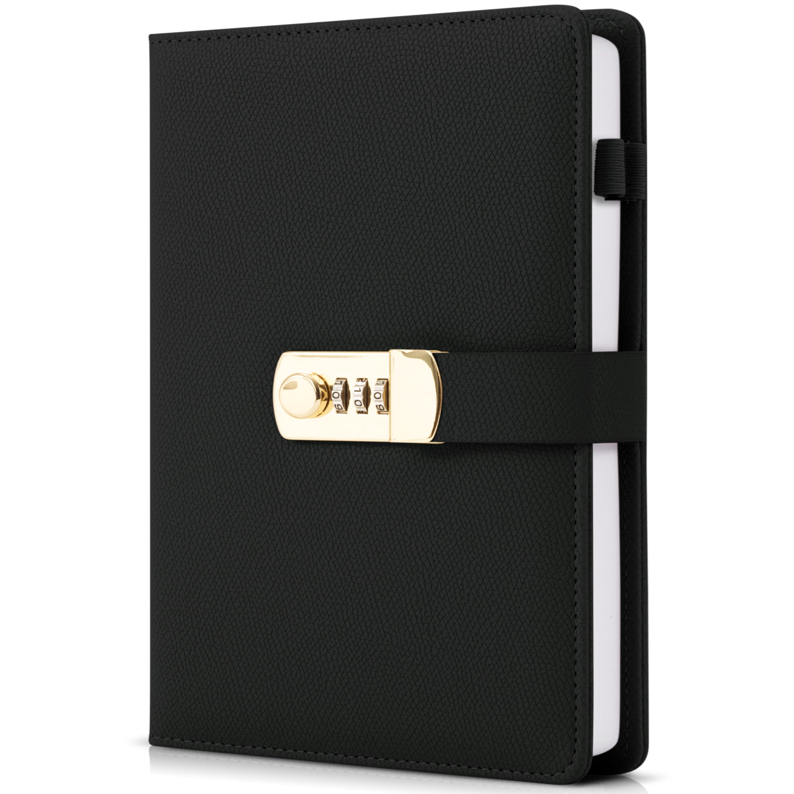Photo 1 of Aesthetic Diary with Lock – Beautiful Leather Journal with Easy to Change Code Lock & Refillable Pages – Quality Planner for Women with Bookmark & Pen Holder to Securely Protect Thoughts & Memories