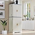 ACCOHOHO Fluted Pantry Cabinet, 72" Tall Modern Storage Cabinet with 4 Doors, Organizer, Drawer and Adjustable Shelves, Wood Cupboard for Kitchen, Dining Room, Living Room and Bathroom, Off White