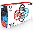 4 Pack Switch Steering Wheel Compatible with Mario Kart 8 Deluxe, GH Racing Wheel Accessories Compatible with Nintendo Switch/Switch OLED Joy Con Controller (Black x2, Red and Blue)