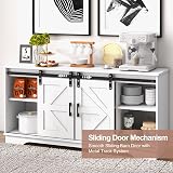 Panana White Wooden Sideboard Cabinet with 2 Sliding Barn Doors TV Stand view 6