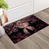 dhakalrlde Mystical Cat Indoor Door Mat, Welcome Non Slip 17x29.5 in Full Moon Doormat for Office, Porch, Kitchen, Bedroom, Indoor Entrance Non-Woven Fabric Floor Mat Rug for Home Decor Gifts