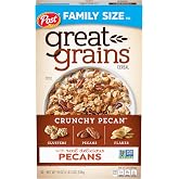 Great Grains Crunchy Pecans Breakfast Cereal, 19 oz Box | Crispy Flakes and Crunchy Granola Clusters Paired with Pecans, Whole Grains, and a Good Source of Fiber
