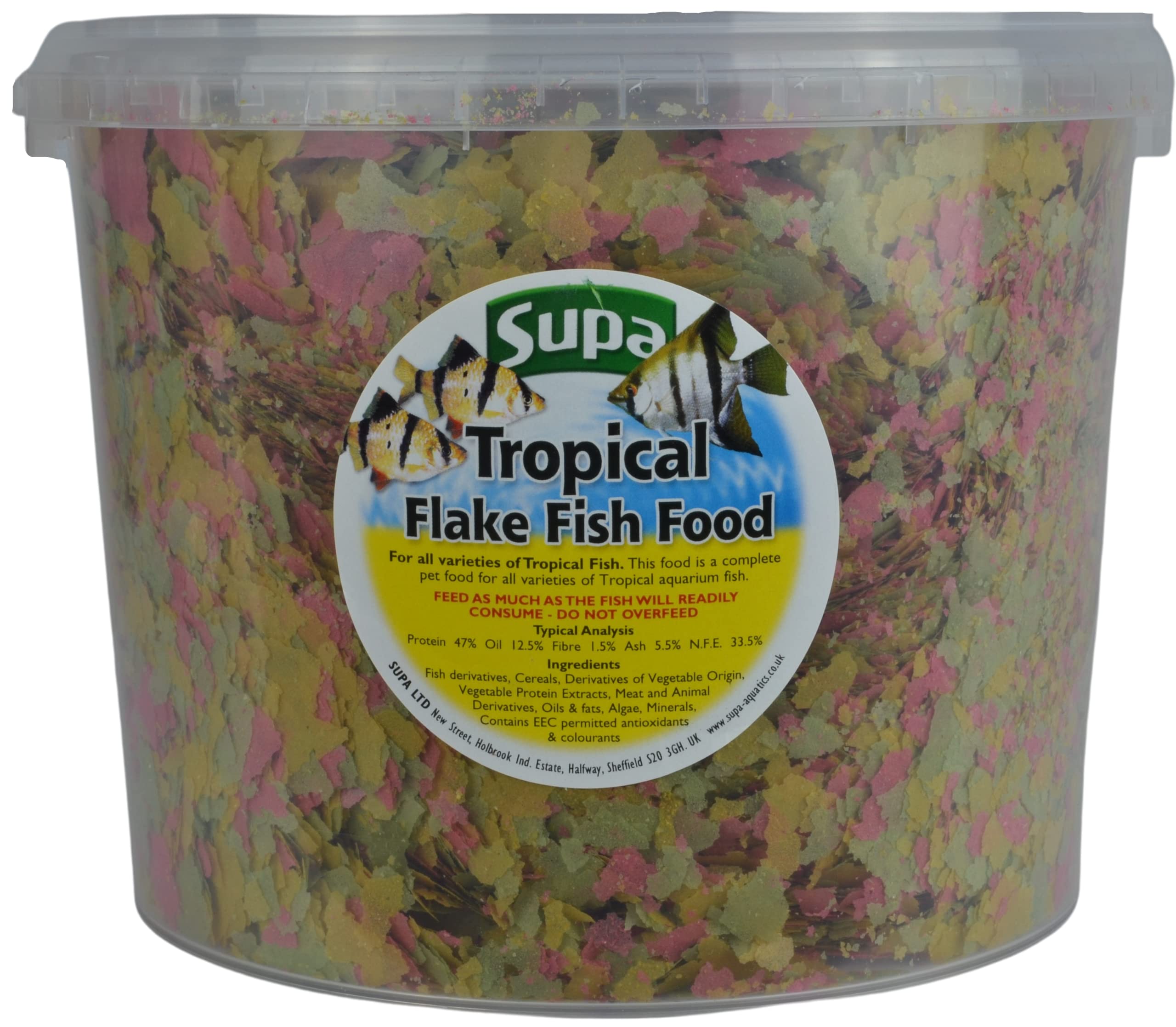 Supa Aquarium Fish Food Tropical Flake 3 Litre | Premium Quality Nutritious Food Offering a Complete Balanced Diet for Tropical Fish | Comes in a Resealable Bucket to Keep the Feed Fresh